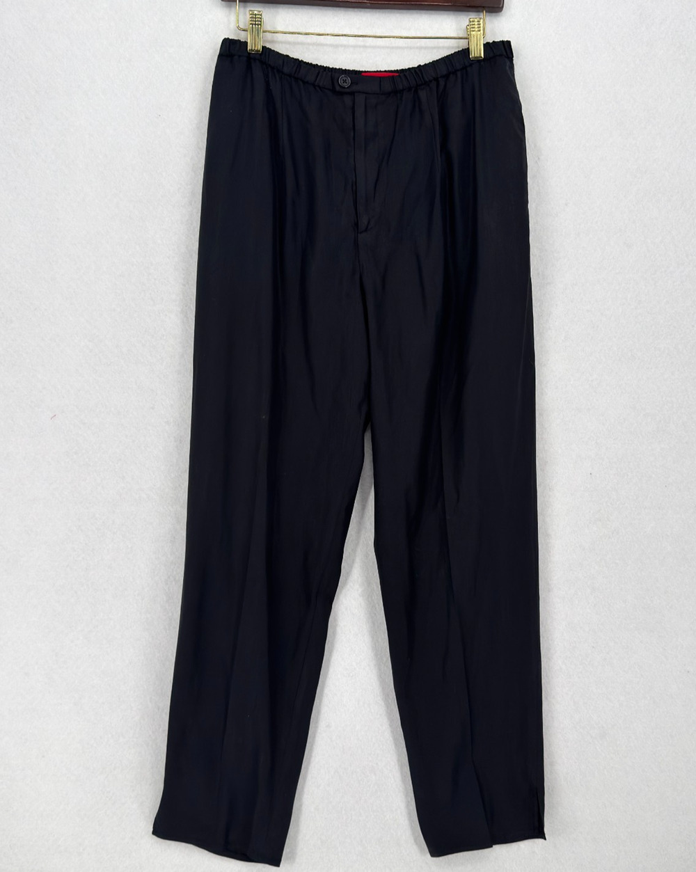 Shamask Womens Black Wool Silk Blend Minimalist Slim Leg Trouser Pants Sz 2